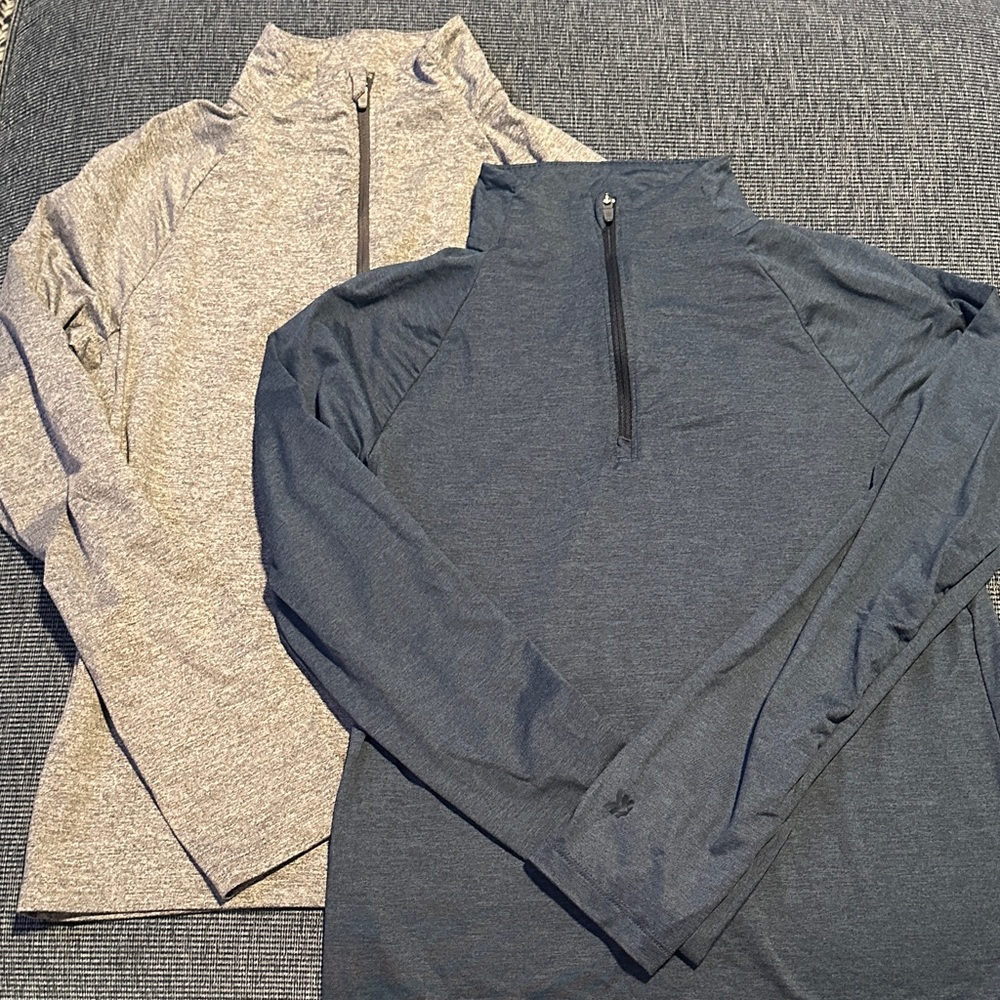 All in motion Heather Gray and Navy Quarter-Zip Tops size large 10/12